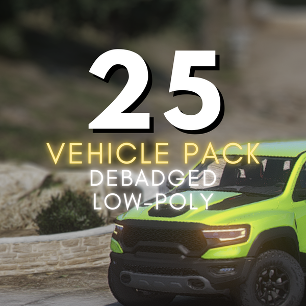 Autopaket ohne Abzeichen | 25 AUTOS | Low Poly