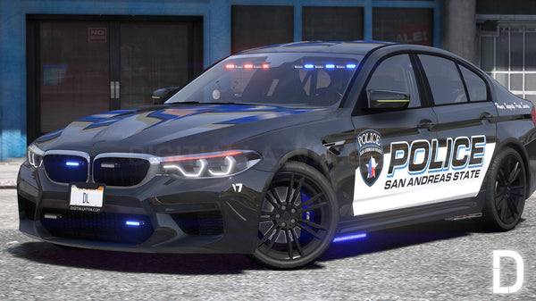BMW M5 F90 2019 Police | Debadged | Template