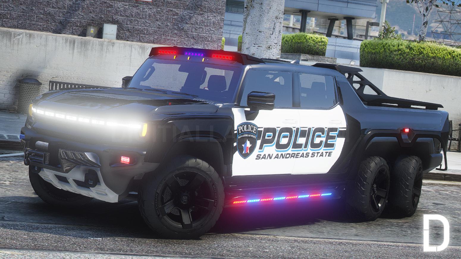 Hummer GMC EV 6x6 2022 Police | Debadged | Template