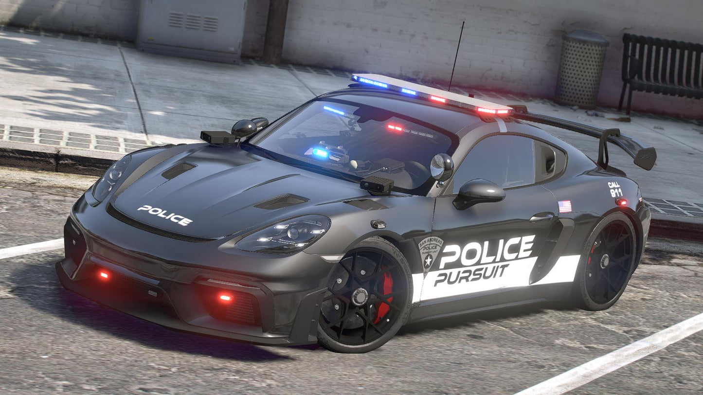 Porsche Cayman 718 GT4RS Police 2022 | Debadged | Template