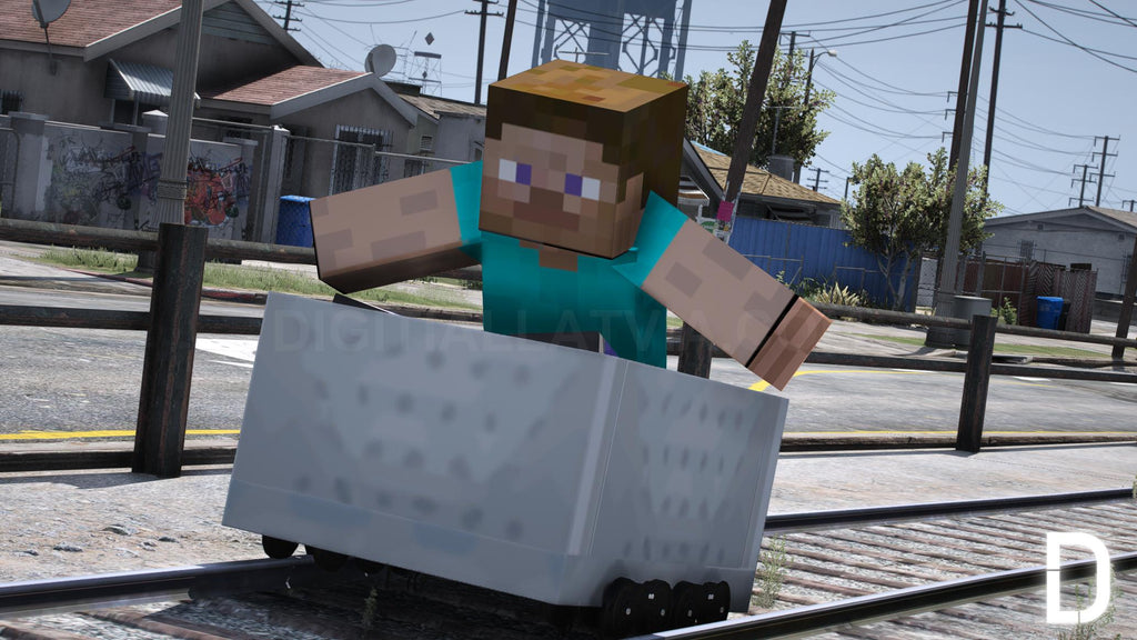 Minecraft Steve + Minecart