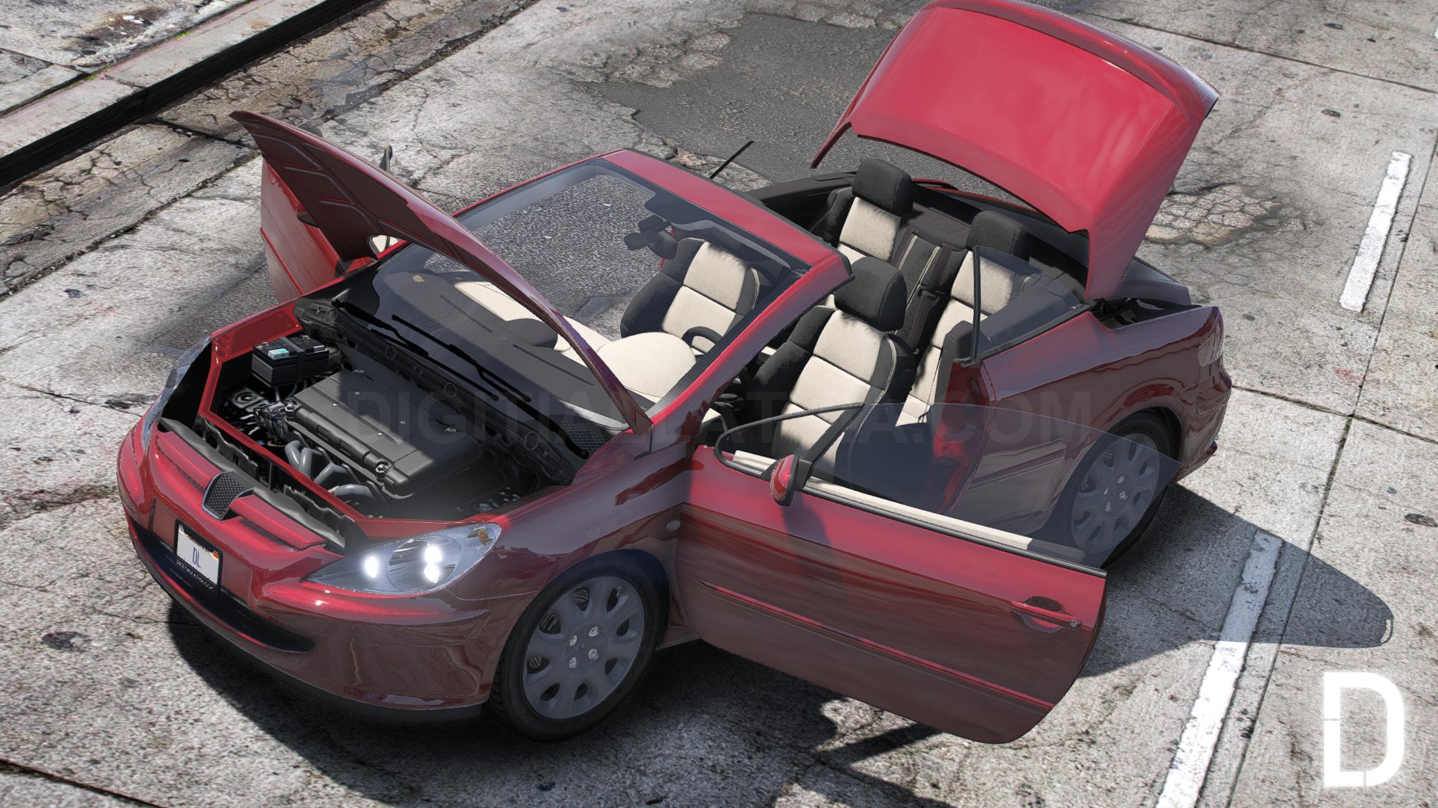 Peugeot 307 Coupe Cabriolet 2004 | Debadged | Animated Roof