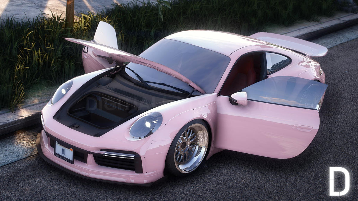 Porsche 911 (992) Turbo S Widebody Stanced | Debadged | Custom Sound | Template