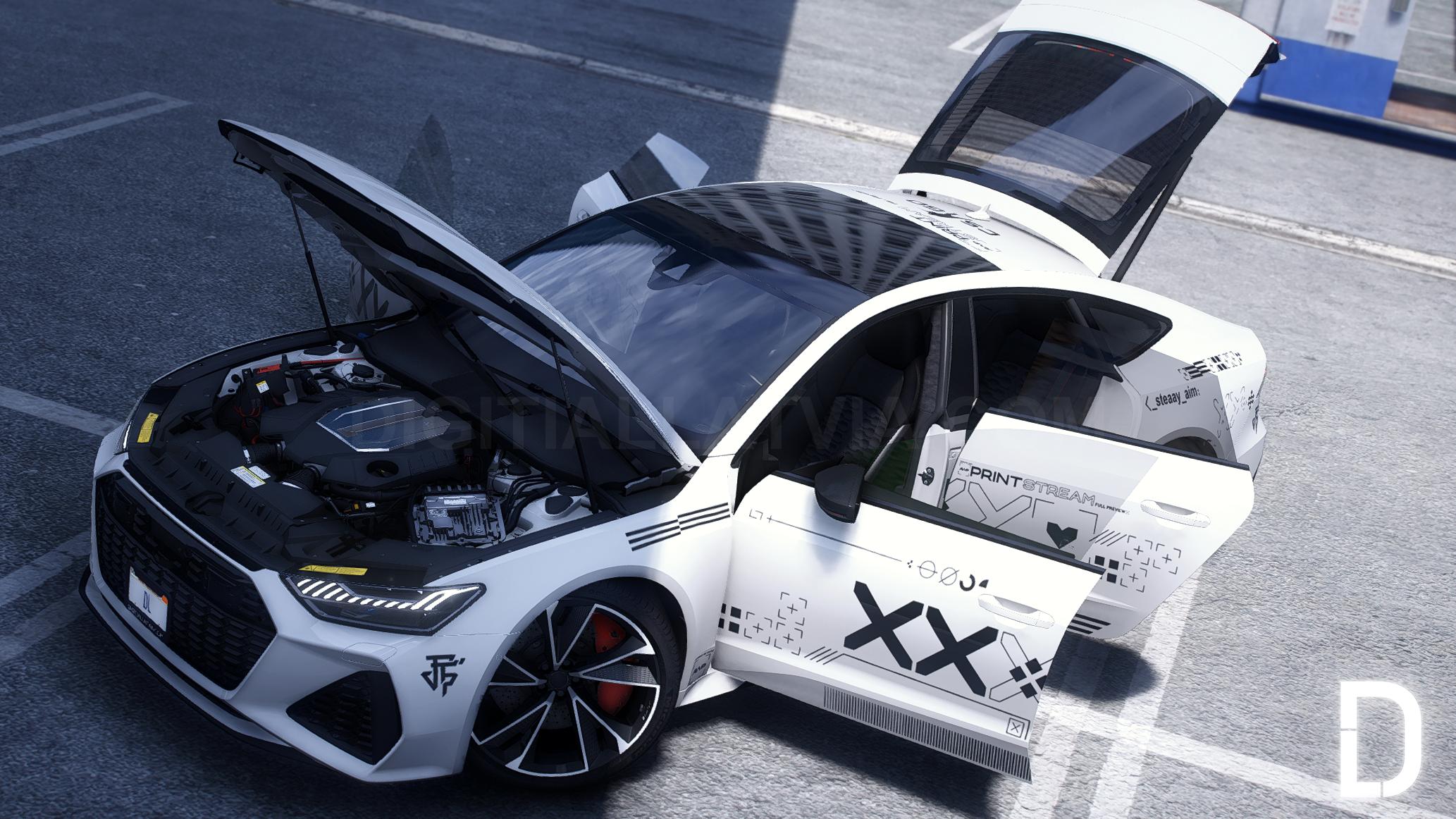 Audi RS7 2023 Printstream | Ohne Badges | Benutzerdefinierter Sound | Vorlage