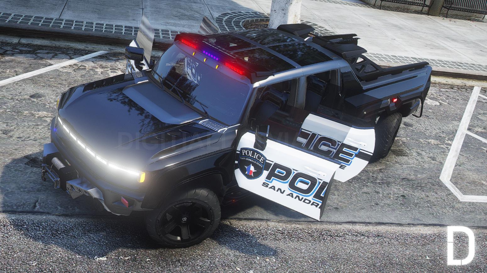 Hummer GMC EV 6x6 2022 Police | Debadged | Template