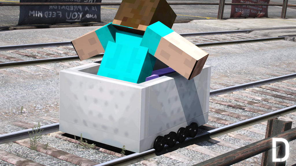 Minecraft Steve + Minecart