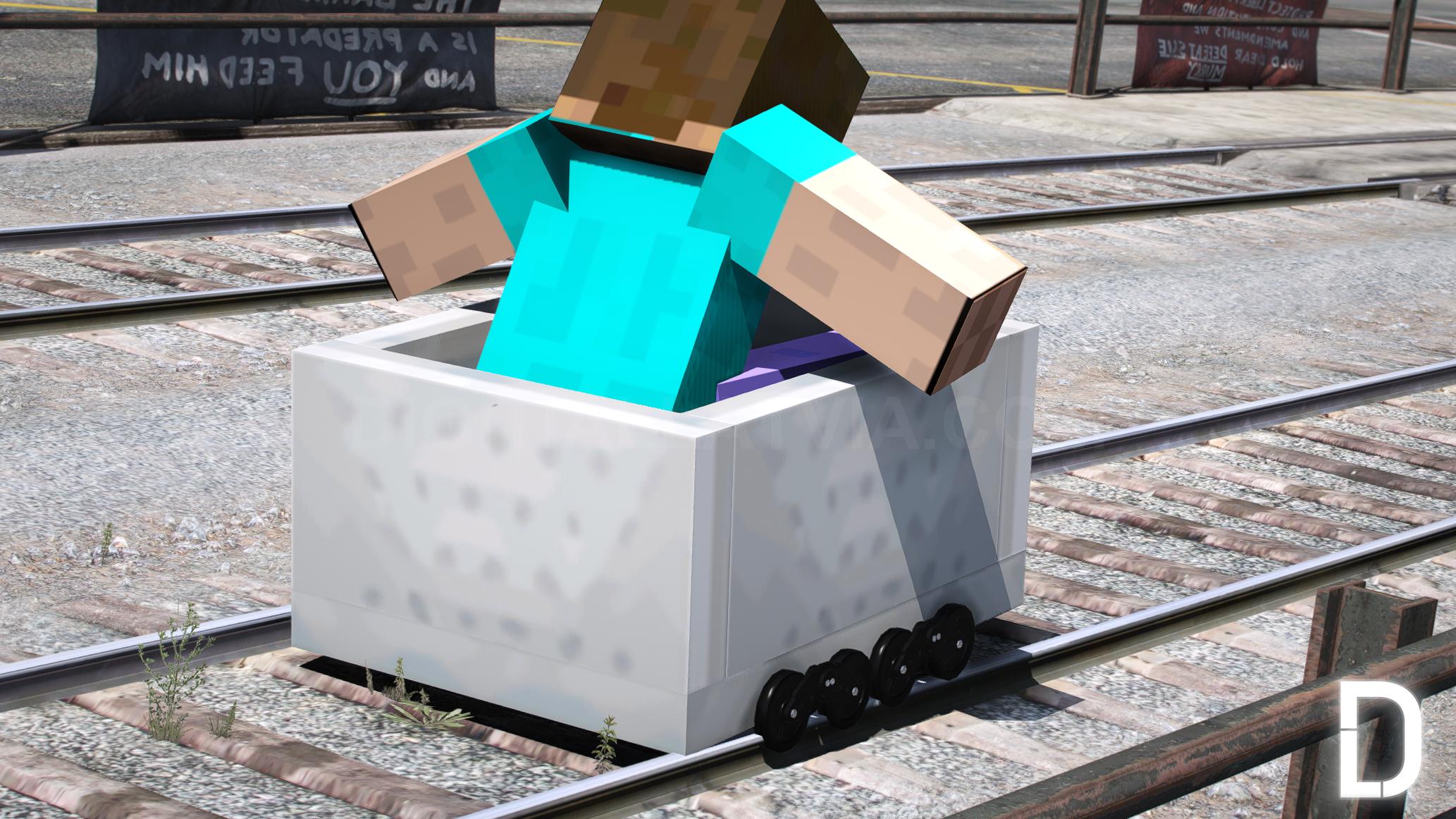 Minecraft Steve + Minecart