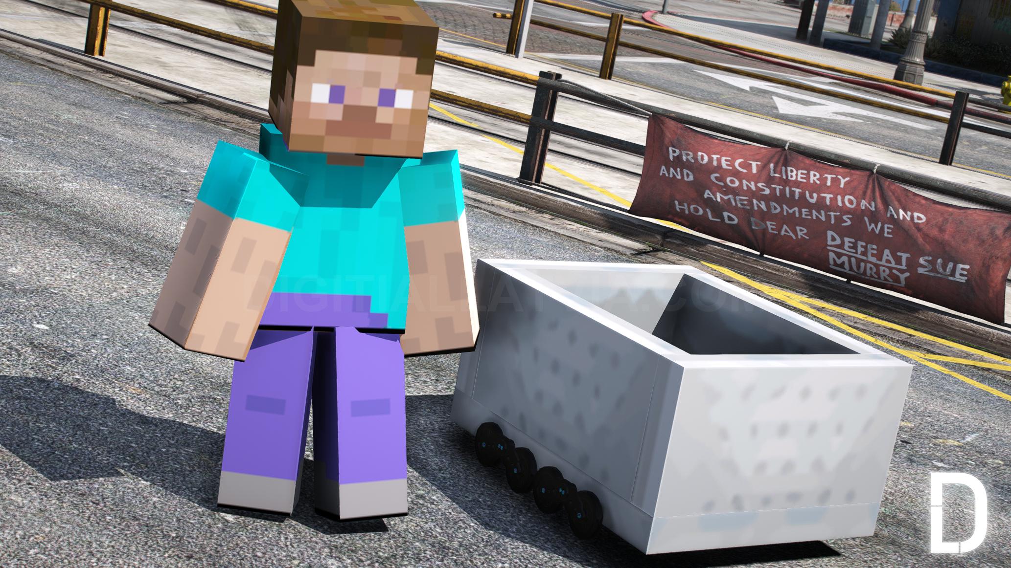 Minecraft Steve + Minecart