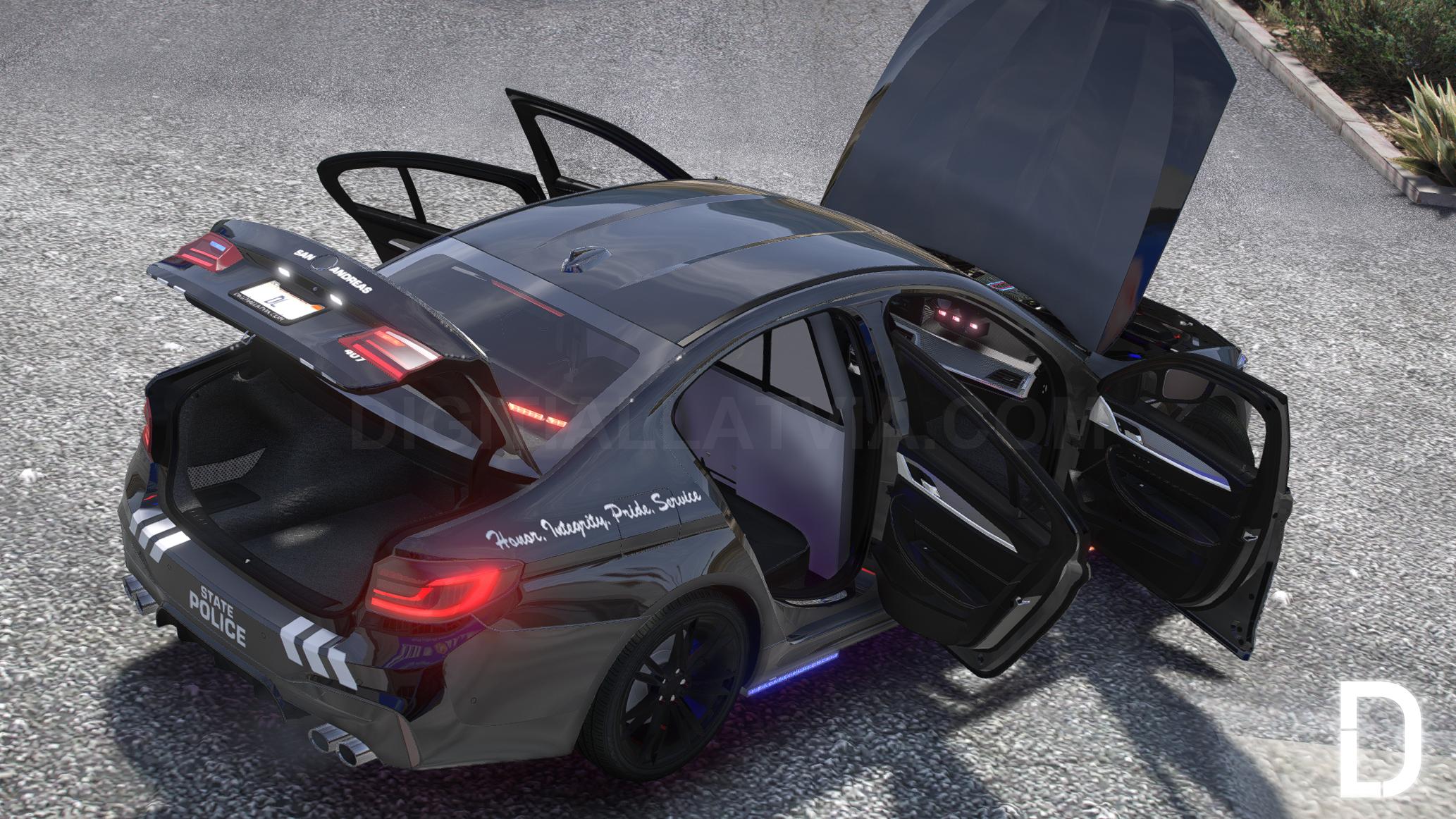 BMW M5 F90 2019 Police | Debadged | Template