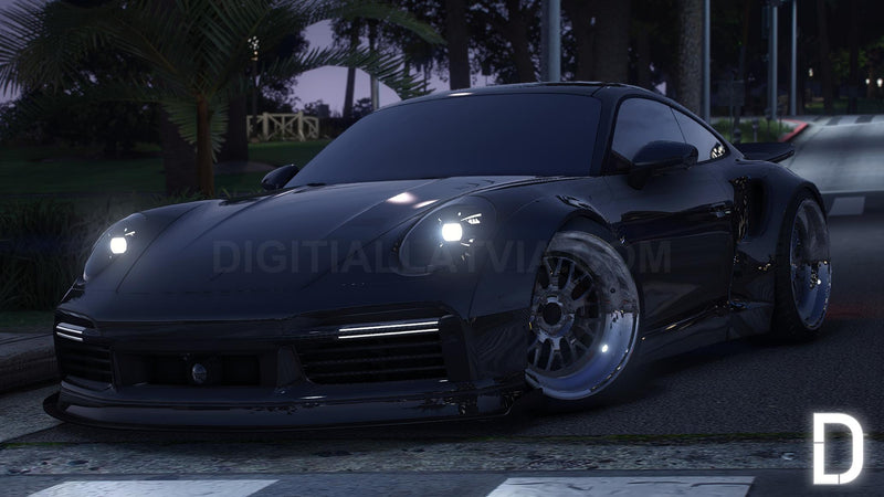 Porsche 911 (992) Turbo S Widebody Stanced | Debadged | Custom Sound | Template